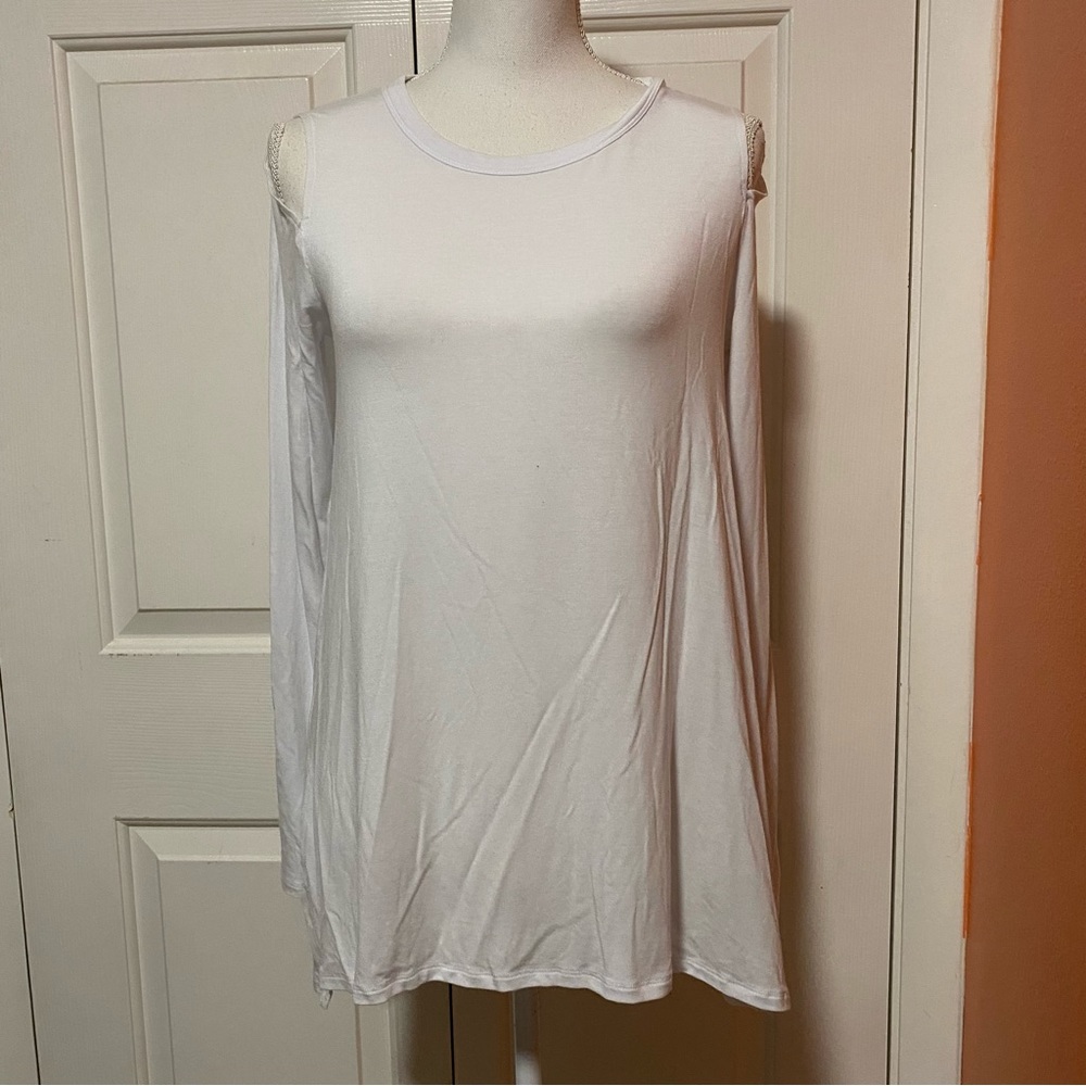 NWT Heather B. Womens Ls Slit Shoulder Slouchy Top S
